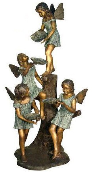 Life Size Bronze Four Angels Water Fountain Piped Garden Decor
